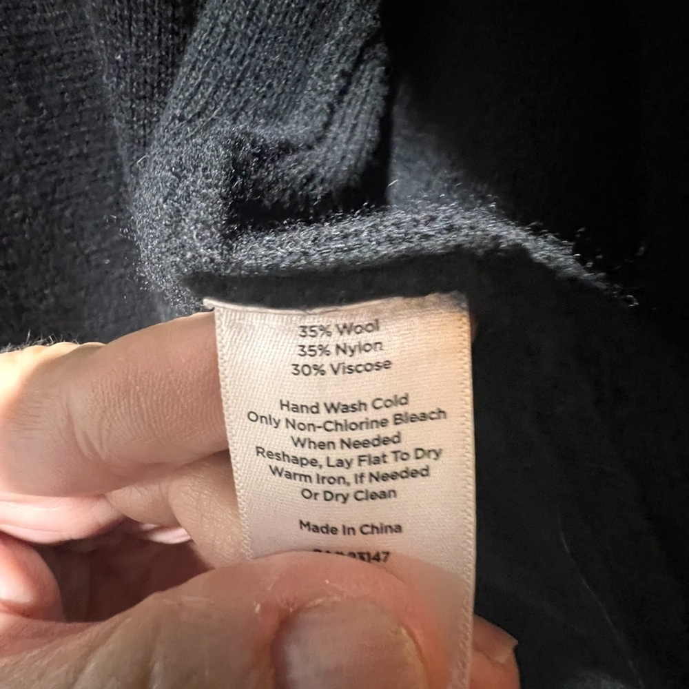 Talbots Black Wool Blend Open Front Cardigan Sweater Long Shawl Collar Medium - Picture 4 of 4